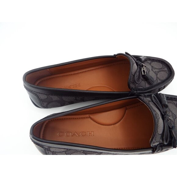 COACH Moira Black Coal Signature Jacquard Loafers Size 7B - Picture 10 of 14